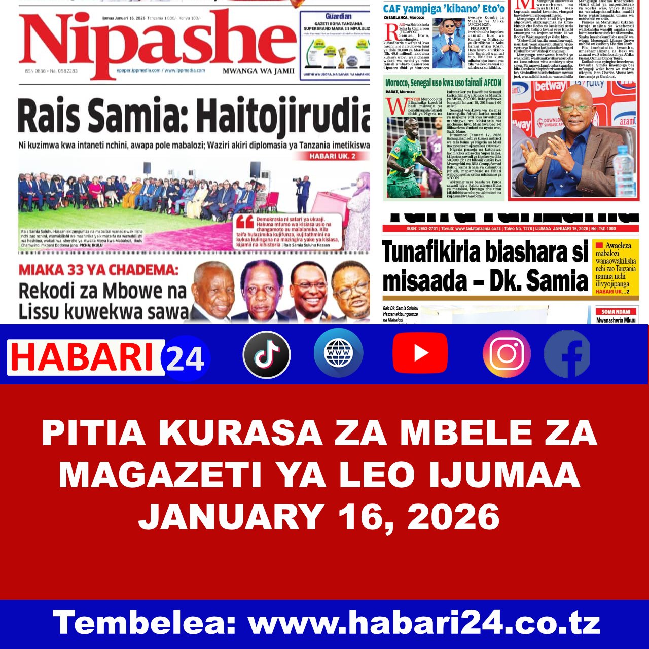 Magazeti ya leo January 16 2026