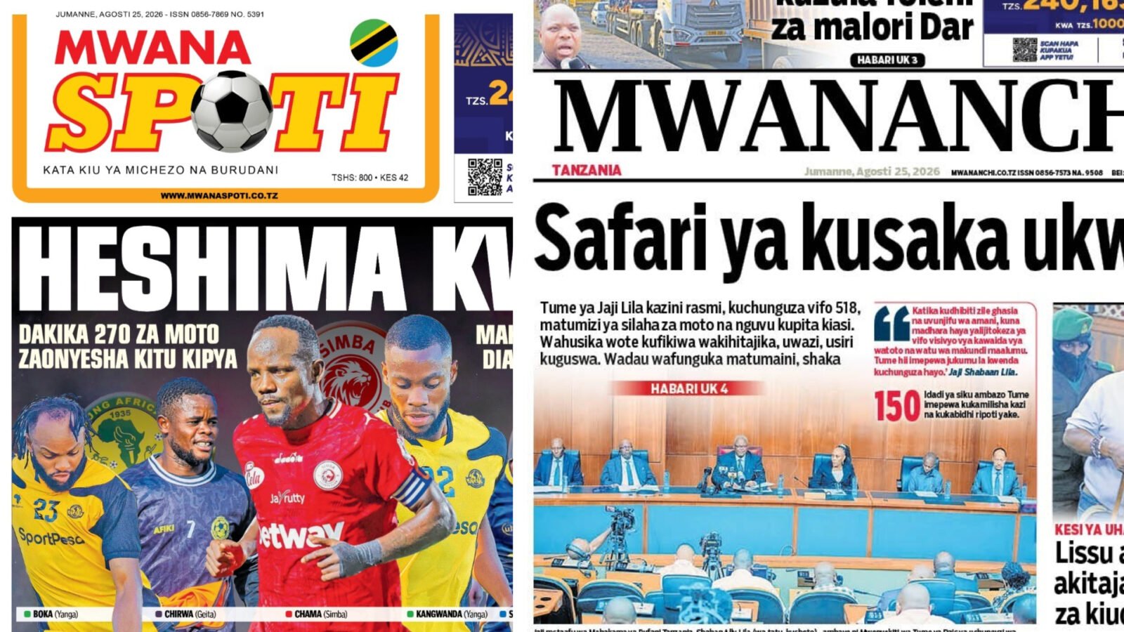 Magazeti ya leo Jumanne August 25, 2026