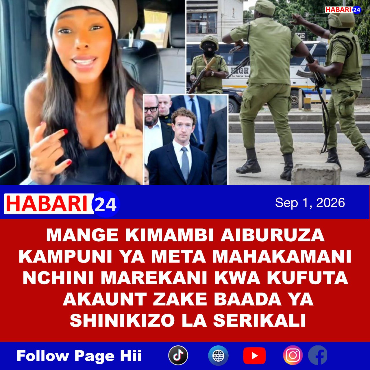 Mange Kimbambi Aiburuza Kampuni ya Meta Mahakamani Akidai Meta Ilifuta Akaunti Zake Baada ya Shinikizo kutoka Serikali ya Tanzania - New York Post